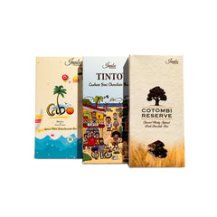 TRIPLE THREAT (Cabo Coconut Liqueur Filled Chocolate Bar, Tinto Cashew Feni Chocolate Bar, Cotombi Reserve Liqueur Filled Chocolate Bar)